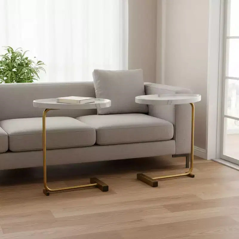 Nickel Iron Round Drum End Tables