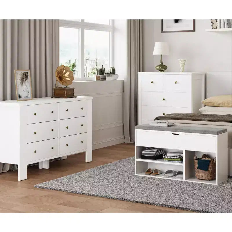 Shoe Storage Bench with Cushion, Entryway Bench with Flip-Top Storage for Hallway and Living Room