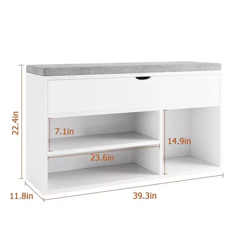 Shoe Storage Bench with Cushion, Entryway Bench with Flip-Top Storage for Hallway and Living Room