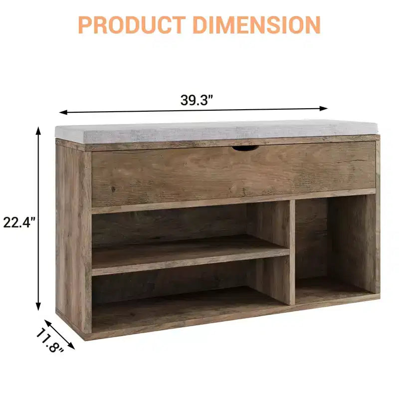 Shoe Storage Bench with Cushion, Entryway Bench with Flip-Top Storage for Hallway and Living Room