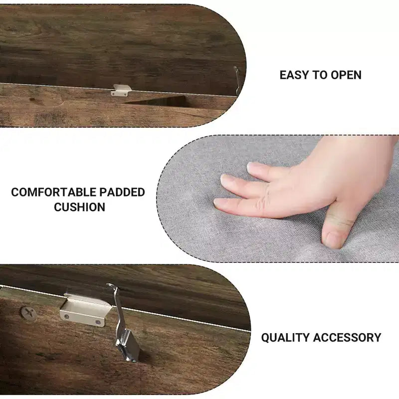 Shoe Storage Bench with Cushion, Entryway Bench with Flip-Top Storage for Hallway and Living Room