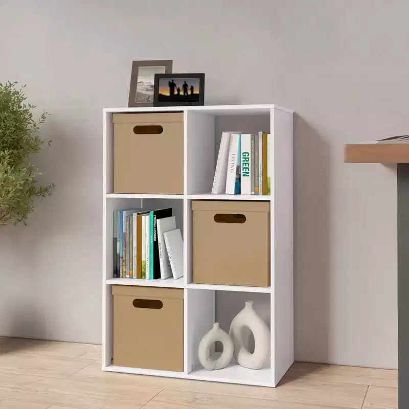 34.96 in. Tall Wood 3-Shelf Etagere Bookcase