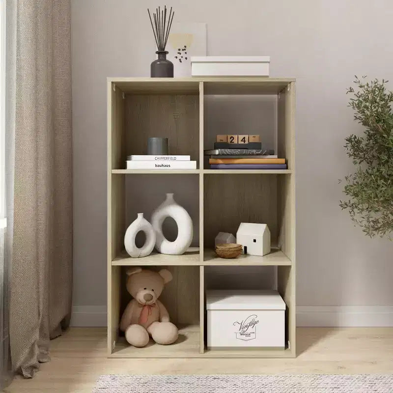 34.96 in. Tall Wood 3-Shelf Etagere Bookcase