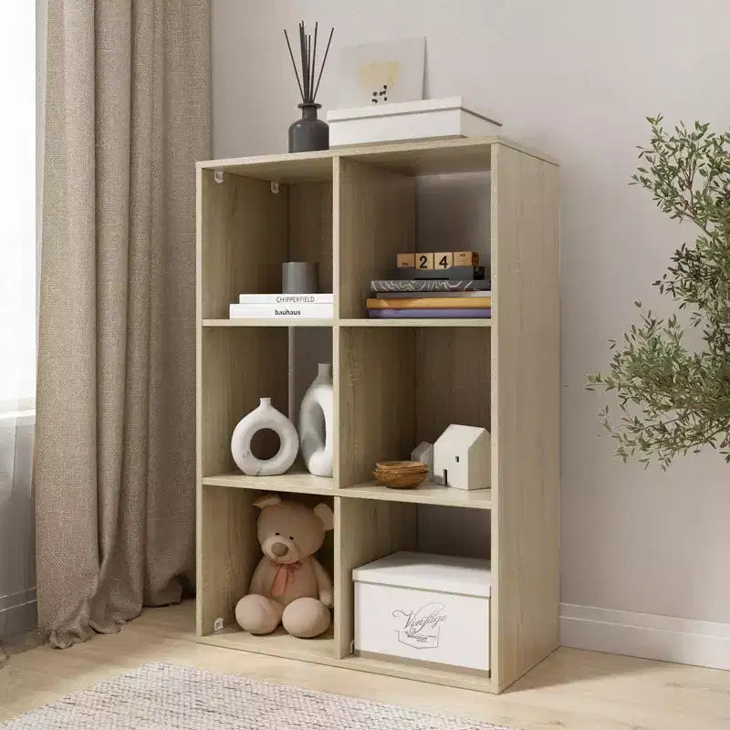 34.96 in. Tall Wood 3-Shelf Etagere Bookcase