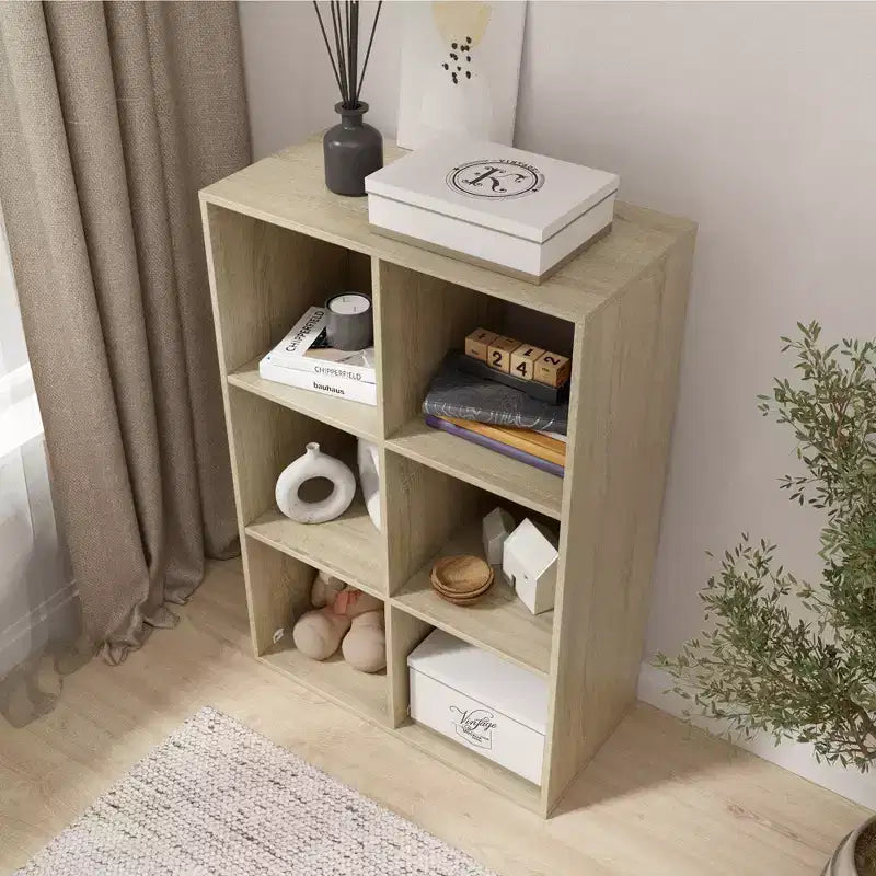 34.96 in. Tall Wood 3-Shelf Etagere Bookcase