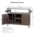 Îlot de cuisine extérieur avec plateau en acier inoxydable, chariot de cuisine en bois avec portes, étagères et porte-épices, îlot de cuisine roulant