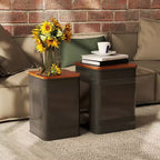 Repose-pieds ottoman avec rangement, Tabouret ottoman gigogne industriel avec couvercle amovible, Cadre en métal pour salon