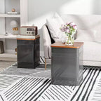 Repose-pieds ottoman avec rangement, Tabouret ottoman gigogne industriel avec couvercle amovible, Cadre en métal pour salon