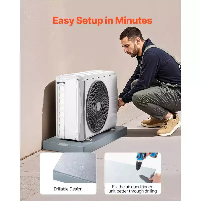 Mini Split Pad, for 9000-36000BTU Ductless Air Conditioner Heat Pump Systems, 38 x 18 x 3 inch Condenser Equipment Anti-Vibration Pads,Grey