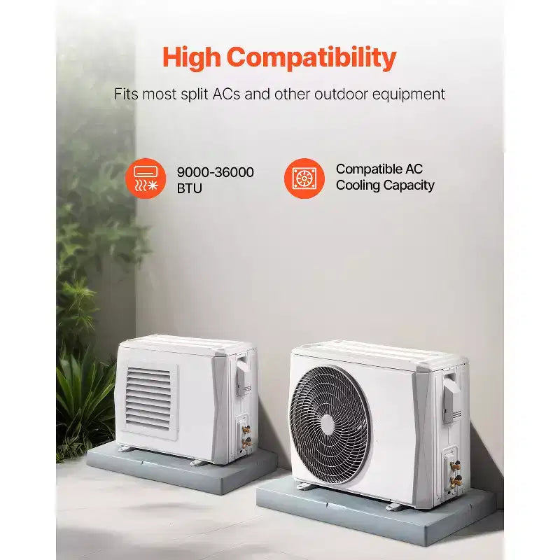 Mini Split Pad, for 9000-36000BTU Ductless Air Conditioner Heat Pump Systems, 38 x 18 x 3 inch Condenser Equipment Anti-Vibration Pads,Grey