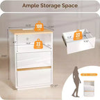 Table de chevet blanche avec station de recharge, Table de chevet LED brillante avec tiroirs, Table d'appoint