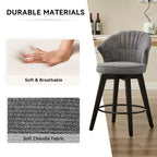 Tabourets de bar pivotants à dossier en forme d'aile avec assise rembourrée et pieds en bois, gris