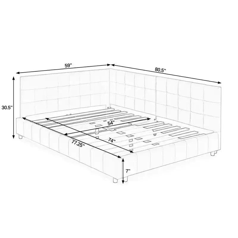 Full Size Upholstered Tufted Bed Frame, Sofa Bed Frame with Comfortable Backrest and Armrests, Full Size Bed for Bedroom, Living RoomBrown