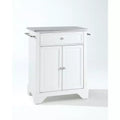 HomeStock Lafayette Granite Top Small Portable Rolling Kitchen Island Storage Cart, Microwave Stand, White