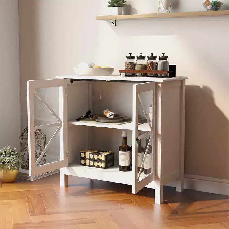 Sideboard Buffet Cabinet, Display Storage Cabinet with Double Framed Glass Doors, Cupboard Console Table for Home Kitchen