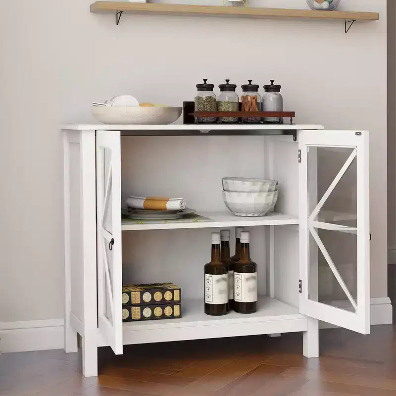 Sideboard Buffet Cabinet, Display Storage Cabinet with Double Framed Glass Doors, Cupboard Console Table for Home Kitchen