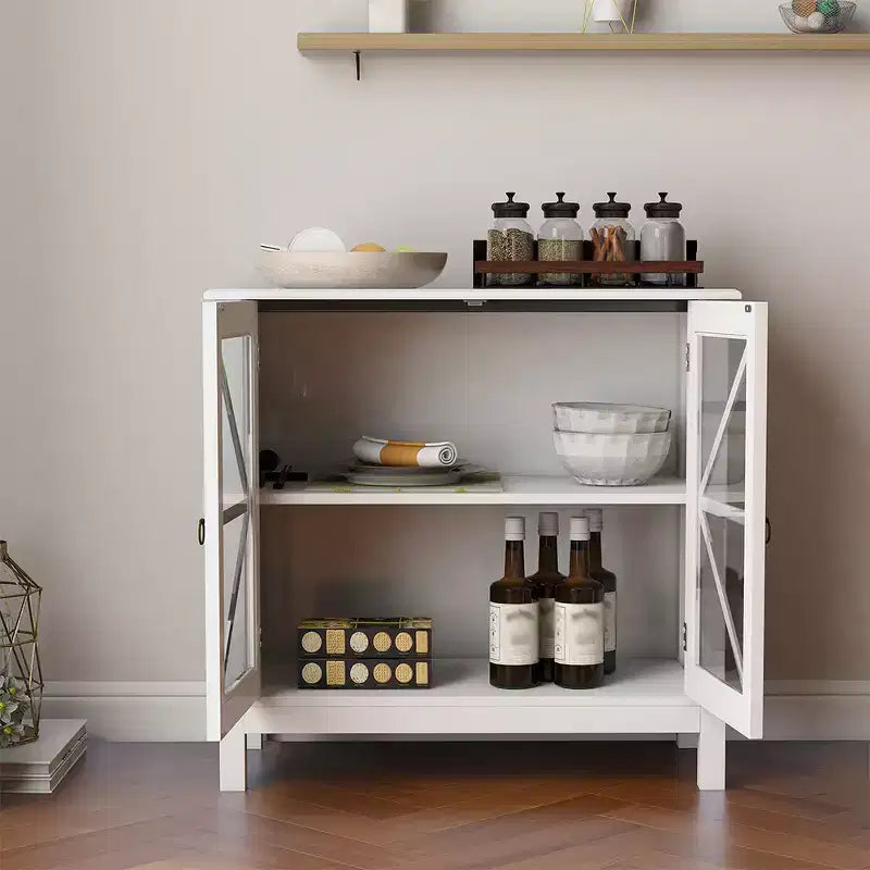 Sideboard Buffet Cabinet, Display Storage Cabinet with Double Framed Glass Doors, Cupboard Console Table for Home Kitchen