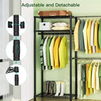 Portant à Vêtements Robuste 395 kg - Barre Extensible, Organisateur de Vêtements Portable Réglable, Système de Penderie Autonome 35Px228L x 180H Noir