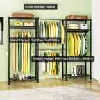 Portant à Vêtements Robuste 395 kg - Barre Extensible, Organisateur de Vêtements Portable Réglable, Système de Penderie Autonome 35Px228L x 180H Noir