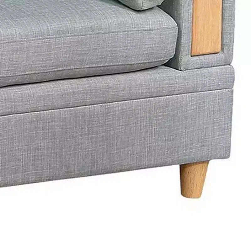 37 Inch Modular Armless Sofa Chair, Light Gray Dorris Fabric, Wood