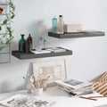 Wall Shelf Set of 2 High gloss grey Honeycomb MDF, metal