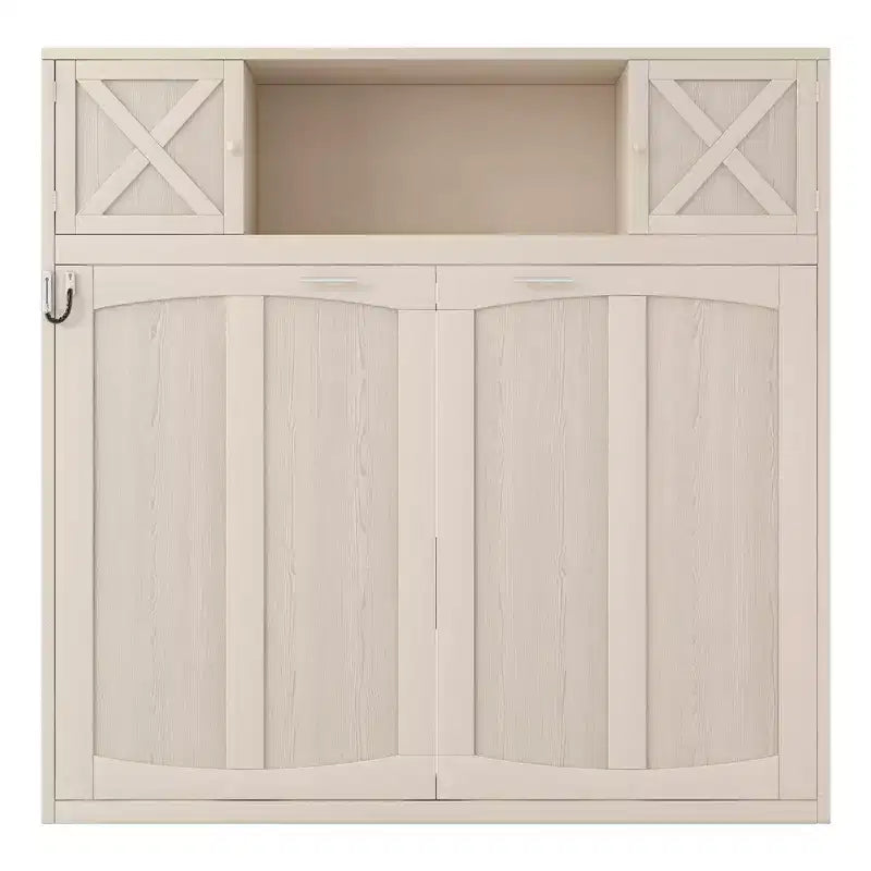 Full Size Murphy Bed with Overhead Storage & Decorative Cabinet Doors