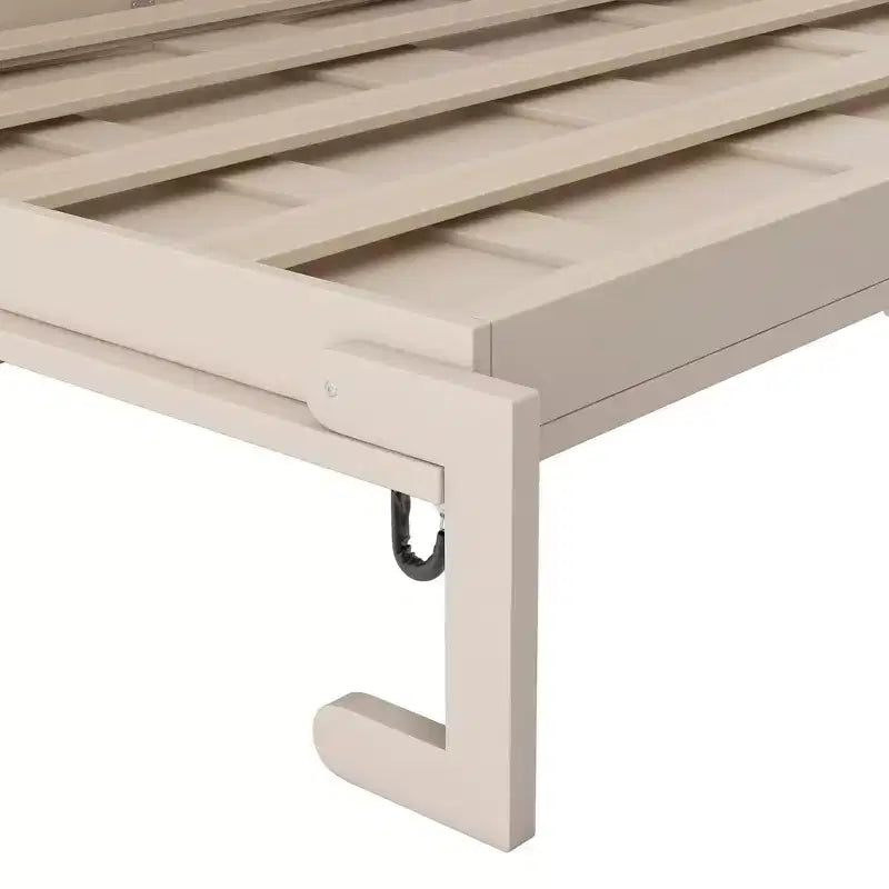 Lit escamotable grand format avec rangements supérieurs et portes d'armoire décoratives