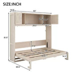 Lit escamotable grand format avec rangements supérieurs et portes d'armoire décoratives