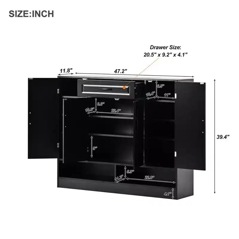 Modern Freestanding Shoe Cabinet Side Board with Adjustable Shelves/Flip Drawers,Minimalist Shoe Rack for Corridors, Entrances