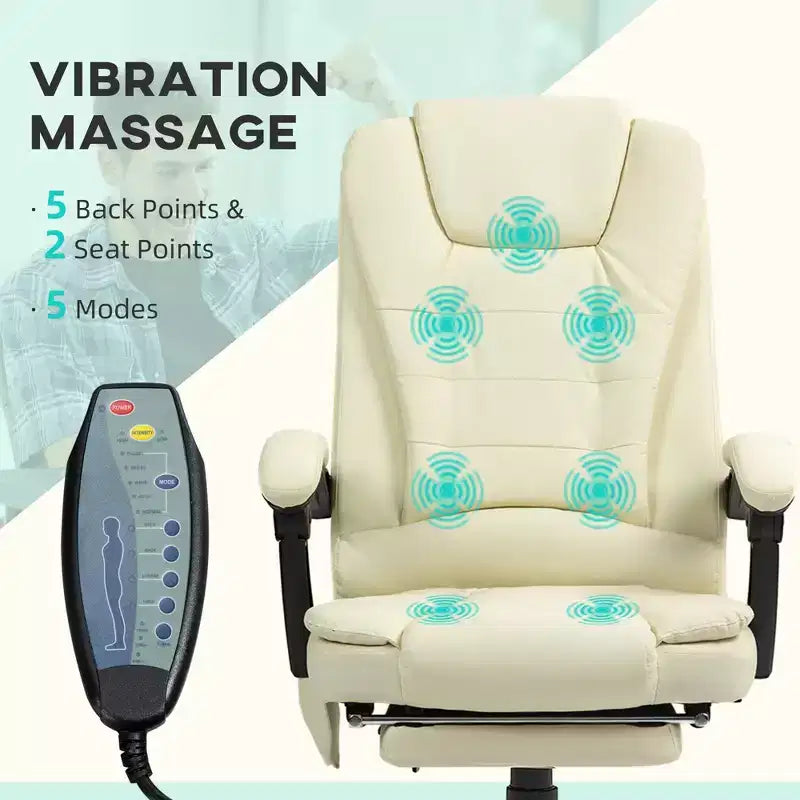 7-Point Vibrating Massage Office Chair High Back Massaging Office Desk Chair with Lumbar Support, Footrest