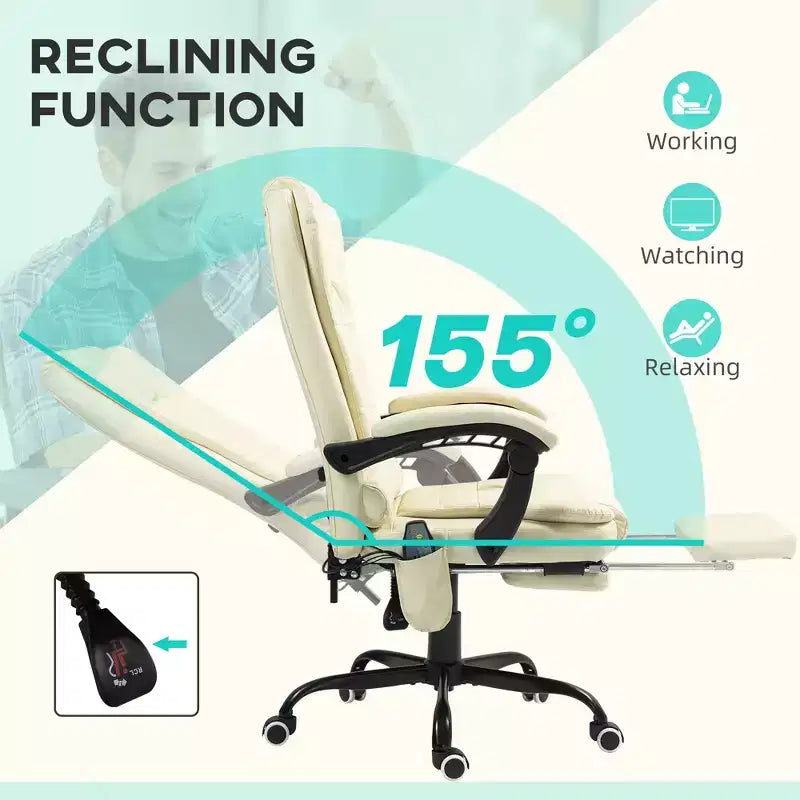 7-Point Vibrating Massage Office Chair High Back Massaging Office Desk Chair with Lumbar Support, Footrest