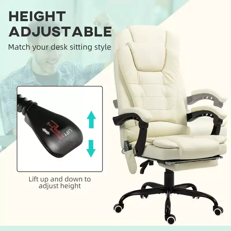 7-Point Vibrating Massage Office Chair High Back Massaging Office Desk Chair with Lumbar Support, Footrest