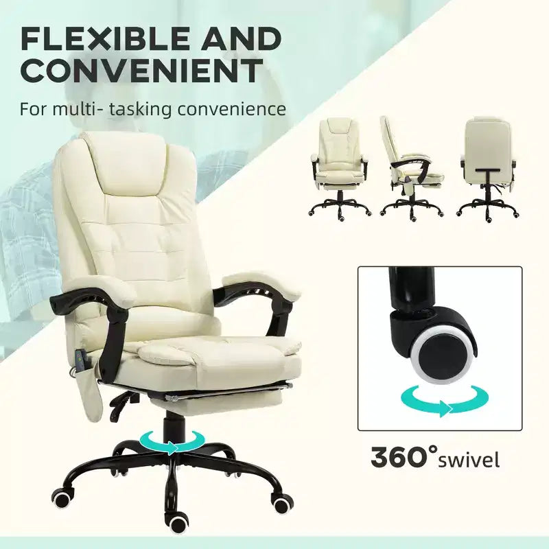 7-Point Vibrating Massage Office Chair High Back Massaging Office Desk Chair with Lumbar Support, Footrest