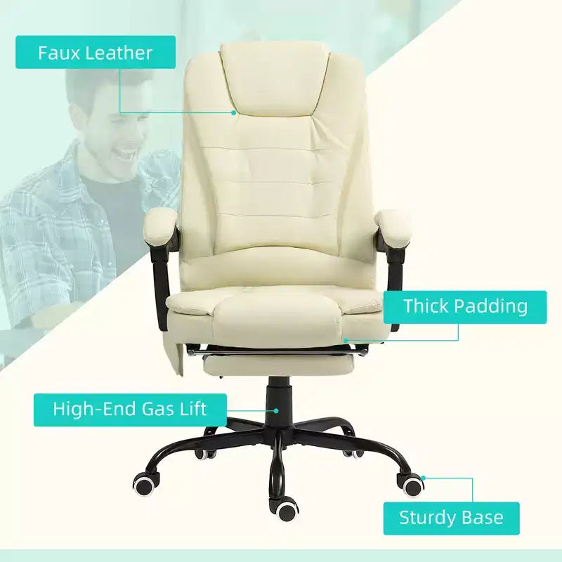 7-Point Vibrating Massage Office Chair High Back Massaging Office Desk Chair with Lumbar Support, Footrest