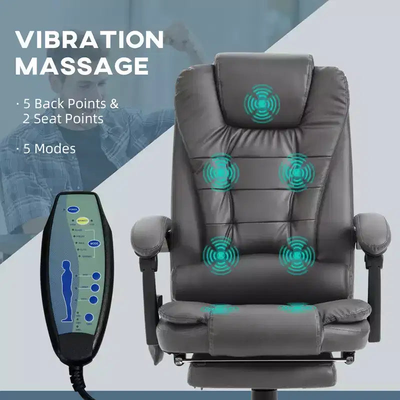 7-Point Vibrating Massage Office Chair High Back Massaging Office Desk Chair with Lumbar Support, Footrest