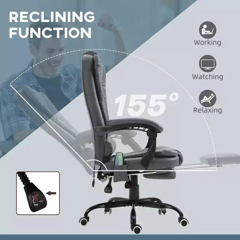 7-Point Vibrating Massage Office Chair High Back Massaging Office Desk Chair with Lumbar Support, Footrest