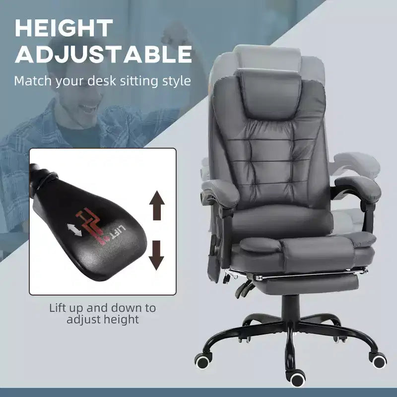 7-Point Vibrating Massage Office Chair High Back Massaging Office Desk Chair with Lumbar Support, Footrest