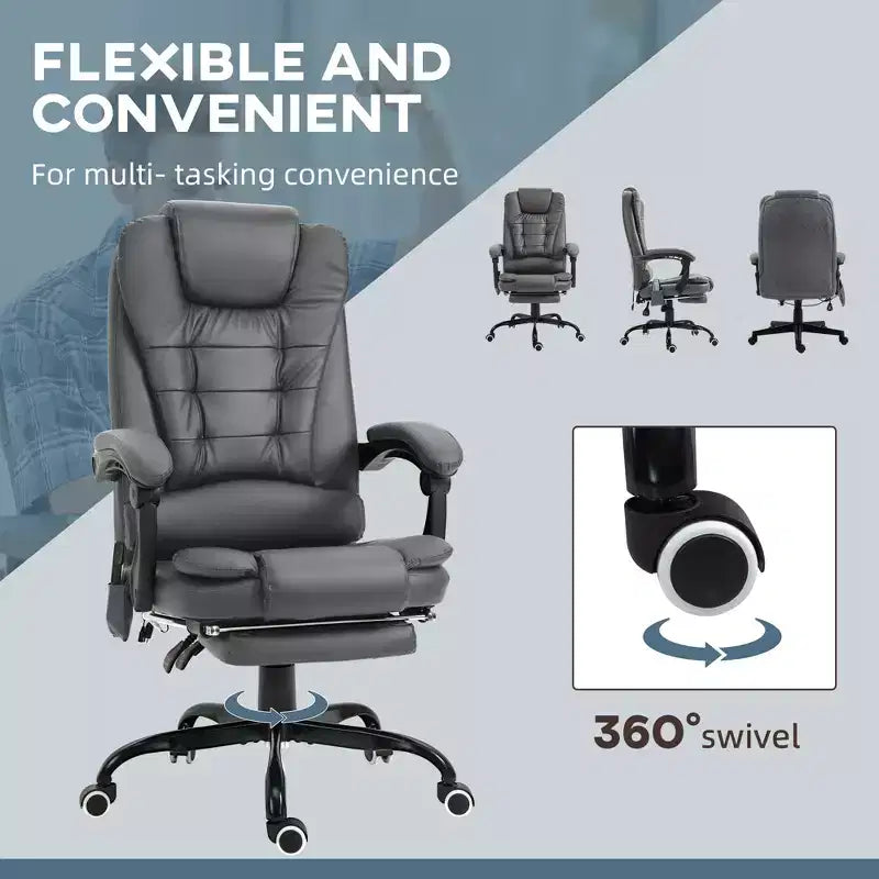 7-Point Vibrating Massage Office Chair High Back Massaging Office Desk Chair with Lumbar Support, Footrest