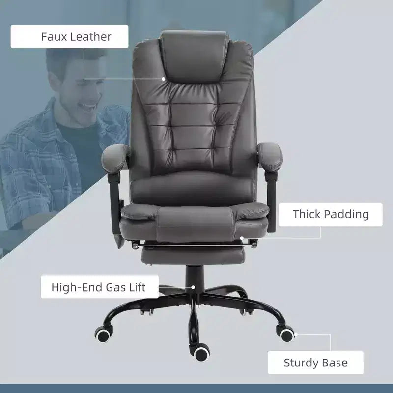 7-Point Vibrating Massage Office Chair High Back Massaging Office Desk Chair with Lumbar Support, Footrest