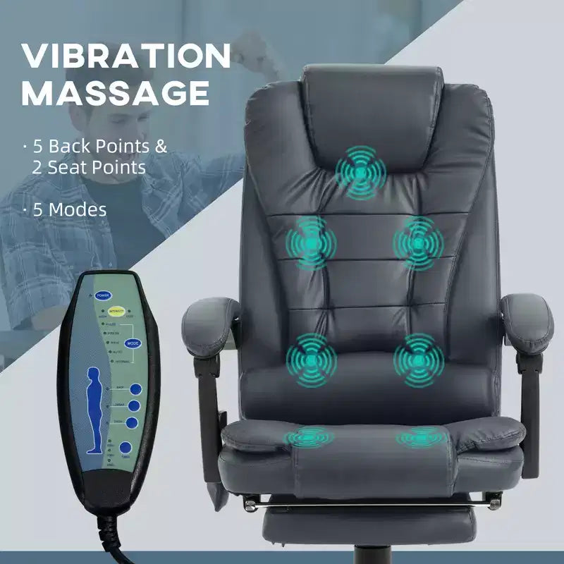 7-Point Vibrating Massage Office Chair High Back Massaging Office Desk Chair with Lumbar Support, Footrest