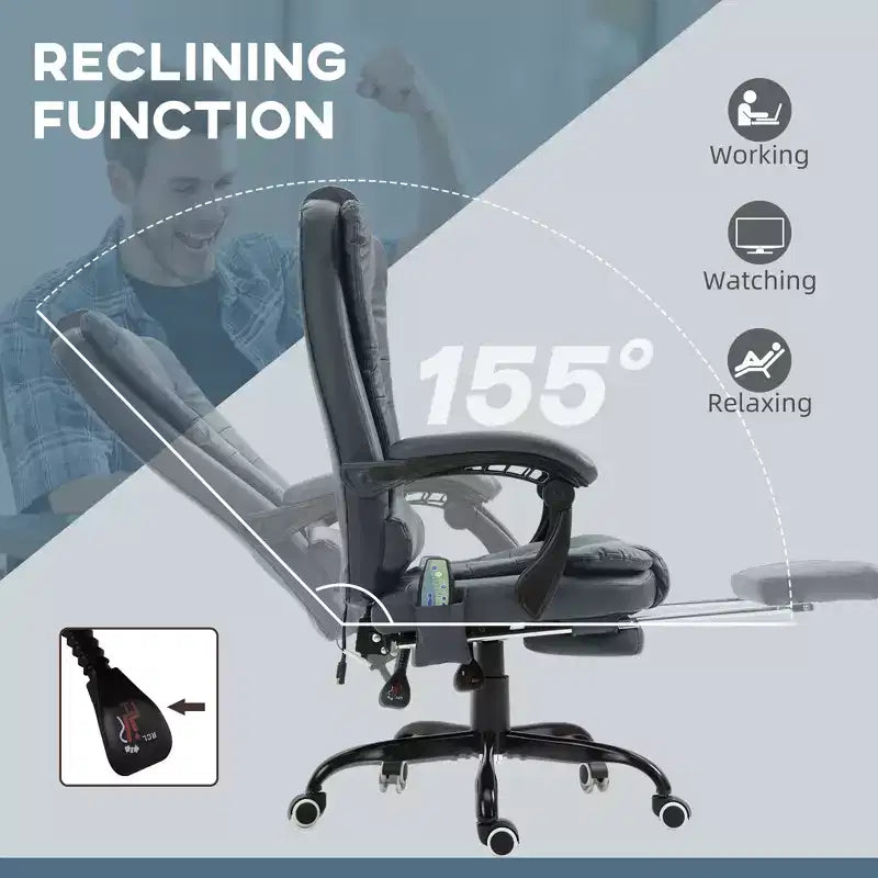 7-Point Vibrating Massage Office Chair High Back Massaging Office Desk Chair with Lumbar Support, Footrest