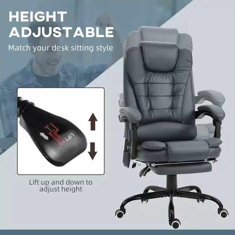 7-Point Vibrating Massage Office Chair High Back Massaging Office Desk Chair with Lumbar Support, Footrest