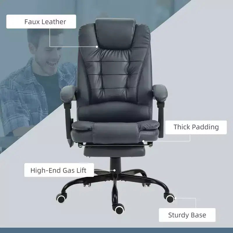 7-Point Vibrating Massage Office Chair High Back Massaging Office Desk Chair with Lumbar Support, Footrest