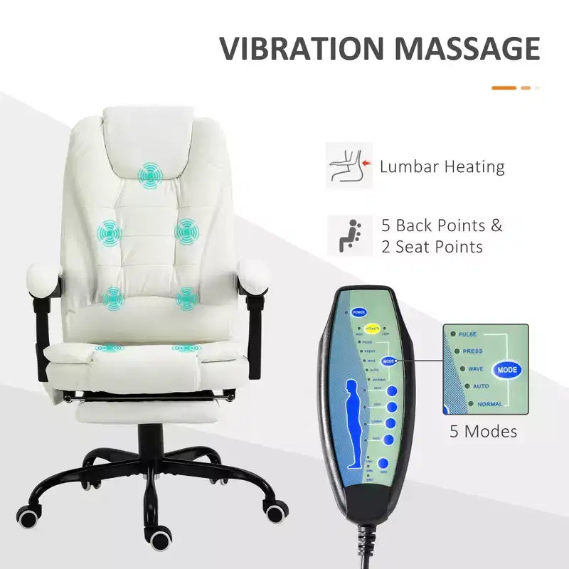 7-Point Vibrating Massage Office Chair High Back Massaging Office Desk Chair with Lumbar Support, Footrest