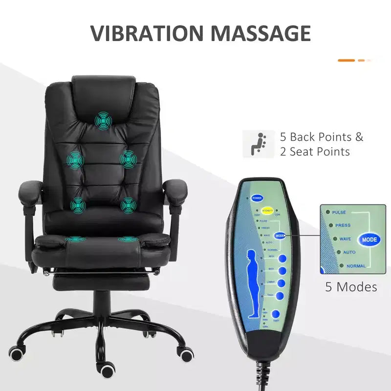 7-Point Vibrating Massage Office Chair High Back Massaging Office Desk Chair with Lumbar Support, Footrest