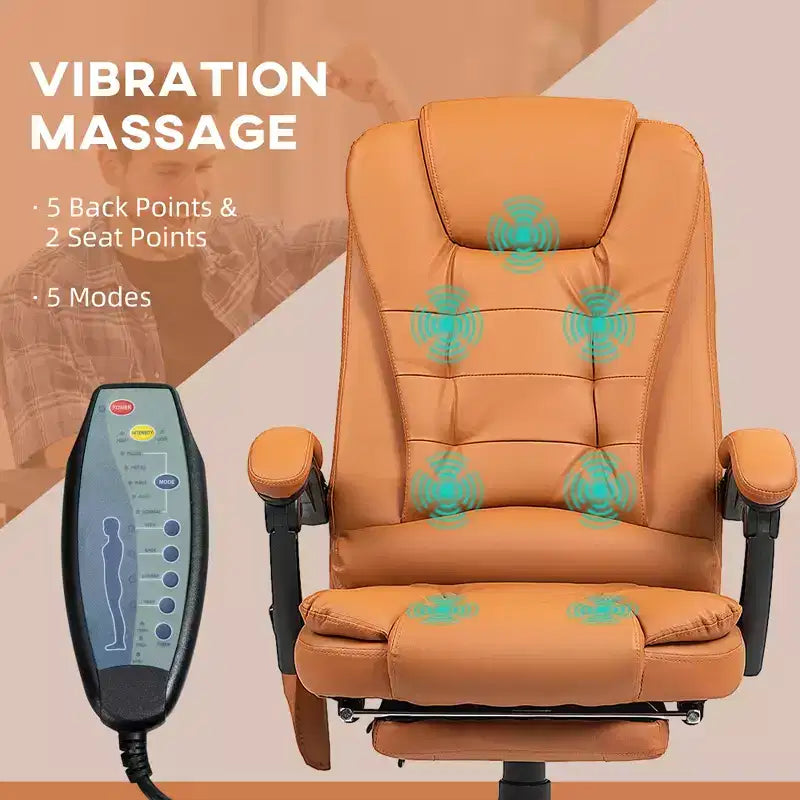 7-Point Vibrating Massage Office Chair High Back Massaging Office Desk Chair with Lumbar Support, Footrest