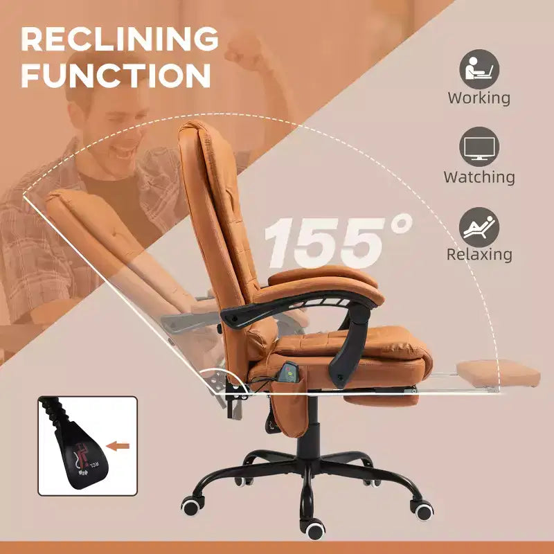 7-Point Vibrating Massage Office Chair High Back Massaging Office Desk Chair with Lumbar Support, Footrest