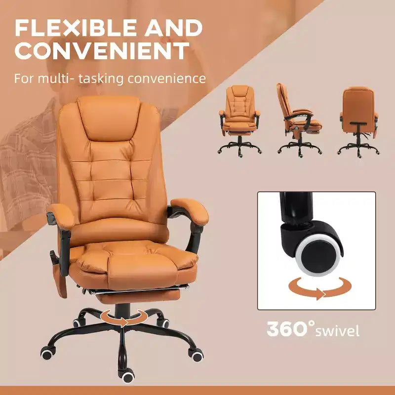 7-Point Vibrating Massage Office Chair High Back Massaging Office Desk Chair with Lumbar Support, Footrest