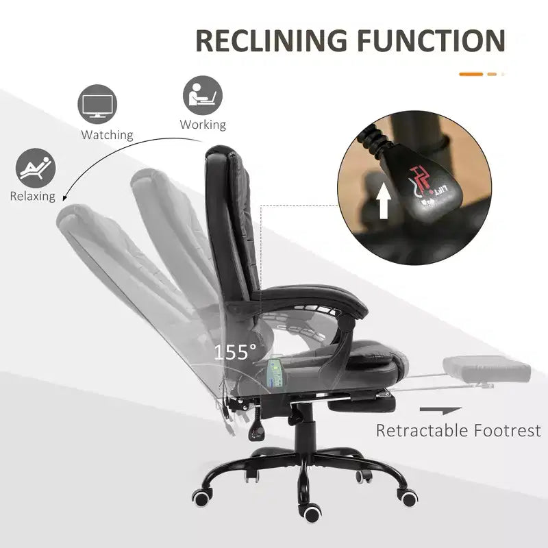 7-Point Vibrating Massage Office Chair High Back Massaging Office Desk Chair with Lumbar Support, Footrest