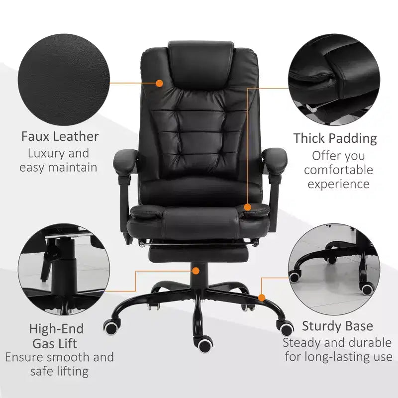 7-Point Vibrating Massage Office Chair High Back Massaging Office Desk Chair with Lumbar Support, Footrest